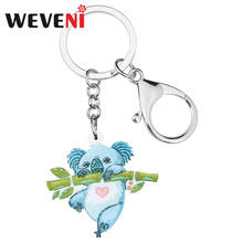 WEVENI Acrylic Cartoon Australian Koala Keychains Sweet Lovely Animal Keyring Jewelry For Kids Girl Trendy Gift Bag Accessories 2024 - buy cheap