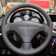 Cubierta de cuero negro para volante de coche, decoración interior para Peugeot 206, 207 2024 - compra barato