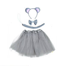 Girl animal grey mouse costume set Halloween party cosplay baby performance outfits headband bow tie tail suit 2024 - buy cheap