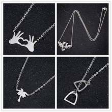 Oly2u Funny Okay Love Heart Hand Gesture Stainless Steel Necklaces Cute Origami Honeybee Statement Choker for Women Femme 2024 - buy cheap