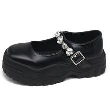 Zapatos Mary Jane para Mujer y niña, calzado con plataforma de tacón grueso, Retro, de cristal, color negro, a la moda, 2021 2024 - compra barato