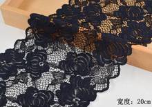 Tela de encaje bordado de 20cm de ancho, tejido Sexy negro de alta calidad, 1 metros/lote 2024 - compra barato