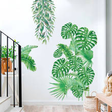 Adesivo de parede com folhas e plantas tropicais, papel de parede para decoração de casa e quarto infantil, adesivo para janela de casa 2024 - compre barato