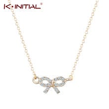 Kinitial Crystal Bowknot Necklace & Pendant For Women Bow knot Collar Fashion Chain Statement Charm Necklaces Jewelry Colier 2024 - buy cheap