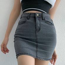 Mini saia jeans chique, saia curta e casual de cintura alta, estilo harajuku, moda verão, para mulheres 2024 - compre barato