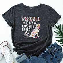 Mais tamanho S-5XL 100% algodão camiseta resgate letras do cão impressão tshirt das mulheres t camisa roupas femininas manga curta camisetas de verão 2024 - compre barato