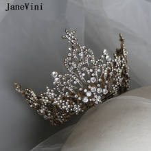 JaneVini-Tiara nupcial barroca Vintage para mujer, corona redonda de cristal, diadema de Reina y Rey, tocado de graduación, joyería de boda, accesorios para el cabello 2024 - compra barato