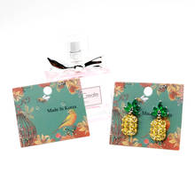 Novo design 4.5x5cm 100 espaços brincos arte cartão de exibição brincos joias verde flor pássaros pacotes cartões de preço 2024 - compre barato