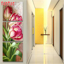 FATCAT-pintura diamante 5d diy "tulipán", bordado de diamantes de imitación cuadrados o redondos, Tríptico para decoración del hogar, AE2114 2024 - compra barato