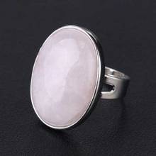 Kft banhado a prata natural rosa quartzo rosa pedra de cristal cura reutilizável anéis maiores para mulheres joias 2024 - compre barato