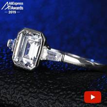 Emerald Cut 8*6mm   S925 Sterling Silver Ring SONA Diamond Halo Fine Ring Unique Style Love Wedding Engagement 2024 - buy cheap