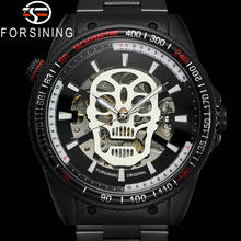 Forsining relógio de pulso mecânico masculino, relógio militar esportivo automático de marca luxuosa com caveira, aço, esqueleto, 8162 2024 - compre barato