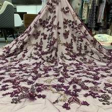 Pink Color African Tulle Lace Fabric 2021 High Quality French Tulle Lace Fabric With Stones Lace Fabric For Wedding dress YF15 2024 - buy cheap