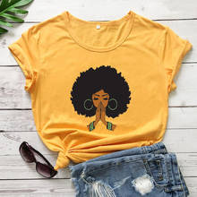 Wake Pray Slay T-Shirt Faith Christian slogan Shirt Afro woman Praying Print T Shirt New Arrival Colored Printed Funny T Shirt 2024 - buy cheap