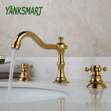Yanksmart-torneira de banheira retrô dourada, 3 peças, misturador, pia, bronze, água quente e fria 2024 - compre barato