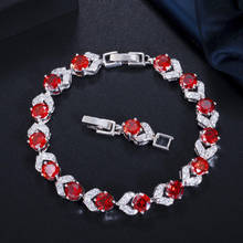 ThreeGraces-pulsera de circonia cúbica para mujer, brazalete de Circonia cúbica, flor roja, cristal, fiesta, BR094, 2020 2024 - compra barato