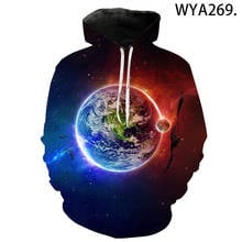 Suéter com capuz estampado 3d, moletom masculino feminino casual da moda do espaço universo galaxy 2024 - compre barato