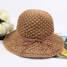 Chapéu de palha feminino para o verão, artesanal, crochê, chapéu de sol, praia, proteção solar para o rosto, chapéu dobrável para férias, 2021 2024 - compre barato