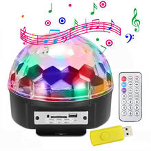 Lámpara Led de escenario, bola mágica de cristal con Control remoto de voz, luz láser para escenario, discoteca, Fiesta de DJ, 7 colores 2024 - compra barato
