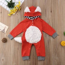 Newborn Baby Romper Boys Autumn Winter Clothes Long Sleeve Fox Hooded Romper Jumpsuit Baby Casual Outfits 2024 - buy cheap