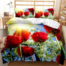 Juego de cama con estampado 3D de flores y rosas, funda nórdica para mujer, edredón rojo y negro, ropa de cama, tamaño King y Queen, 2/3 Uds. 2024 - compra barato