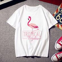Summer Woman T shirt Women Harajuku Printing Flamingo Casual Fashion Tshirt O-neck White Tops Female Cloth Short Sleeve T-shirts 2024 - buy cheap