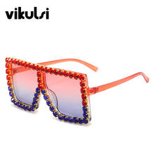 Солнцезащитные очки женские, градиентные, с кристаллами и бриллиантами, цельные, квадратные, большие, UV400 2024 - купить недорого