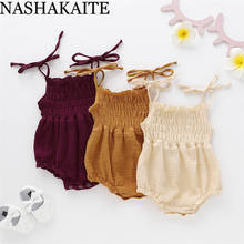 NASHAKAITE-ropa de bebé de algodón Unisex, peleles de tirantes sólidos, 6 colores, Verano 2024 - compra barato