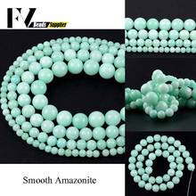 Wholesale 4-12mm Light Green Amazonite Jades Spacer Round Stone Beads For Jewelry Making DIY Bracelets Necklace Needlework 15" 2024 - buy cheap