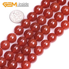 Natural Red Color Agates Stone Round Shape Smooth Loose Beads For Jewelry Making Strand DIY 15 Inches Wholesale New 2024 - buy cheap