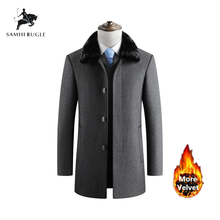 Casaco Masculino Abrigo Winter Coat Men Wool Coats Thicken Men Woolen Coat Warm Overcoat Fur Collar mens wool winter coats jacke 2024 - buy cheap