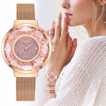 Women Rose Gold Stainless Steel Mesh Belt Moving Diamond Watch Luxury YOLAKO Ladies Quartz Watches Clock Relogio Feminino 2024 - buy cheap