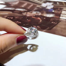 Anillo de oro de 18K 100%, sortija de boda con diamantes de moissanita VVS, color 1ct D, con certificado nacional 001 2024 - compra barato
