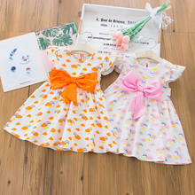 2021 New Children Clothing Cute Girls Dress Summer Baby Clothes Bow Colorful Clouds Flying Sleeve Girls Dress Kids Clothes 0-4Y 2024 - buy cheap