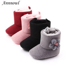 Baby Girls Snow Boots Knit Flower Faux Fleece Booties for Toddler Newborn infant Kids Wool Baby Winter Warm Shoes 0-18 Months 2024 - buy cheap