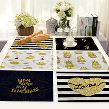 Stripes Geometric Table Napkin Golden Black Placemat Fashion Table Mat for Wedding Kitchen Decor Placemat Dining Accessories 2024 - buy cheap