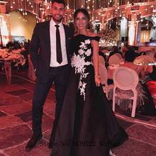 Black Muslim Off The Shoulder Evening Dresses Prom Appliques Vestidos De Fiesta Robe De Soiree Plus Size 2024 - buy cheap