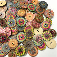 50pcs 2 Holes Wood Buttons Craft Handmake Scrapbooking Sewing Clothing Accessories Buttons Flower Painted Sewing Crafts 2024 - buy cheap