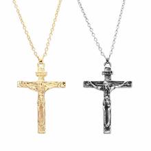 Collar clásico con colgante de cruz de Jesús para hombre y mujer, cadena de Color dorado antiguo para oración, joyería de Hip Hop 2024 - compra barato