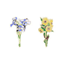 Pinos esmaltados van gogh para coletar plantas e flores, broche de metal de desenho animado, mochila, chapéu, bolsa, gola, lapela, emblema masculino, feminino, joias de moda 2024 - compre barato