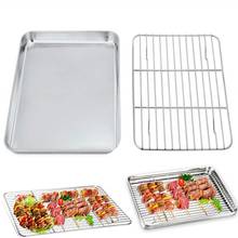 Stainless Steel Rectangular Grill Cookie Baking Pan Tray Plate Kitchen Gadget 2024 - buy cheap