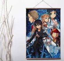 Lote de pintura de estilo japonés de Anime, póster impreso en lienzo de Arte de Santo, con desplazamiento colgante de madera maciza 2024 - compra barato