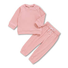 1-6Y Kids Baby Girl Long Sleeve Solid Color Cotton T-shirt Tops Long Pant Trouser 2PCS Solid Color Children Clothes Set 2024 - buy cheap