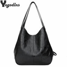 High Capcaity Soft PU Leather Vintage Women Hand Bag Totes Designers Luxury Women Shoulder Bags Female Top-handle Bags 2024 - купить недорого