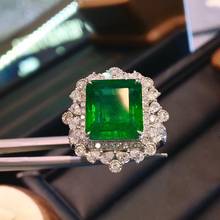 4.98carat Real Natural Zambian Emerald Anniversary Wedding Ring Side Stone Nautral Diamond Ring 14k White Gold for Women 2024 - buy cheap