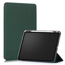 Solid Color case For iPad pro 12.9 Inch 2020 with Pencil Holder Slim Magnetic Folding Stand Smart PU Leather Soft TPU Cover 2024 - buy cheap