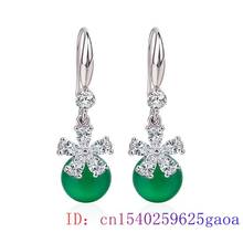 Jade Bead Earring Gifts Green Natural Chalcedony Women Amulet Fashion Jewelry 925 Silver 2024 - buy cheap