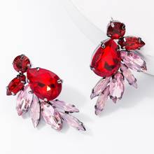 2020 Luxury Full Crystal Rhinestone Leaf Earrings Women Statement ZA Earrings Jewelry Female Korean Delicate Cute Small Earrings 2024 - buy cheap