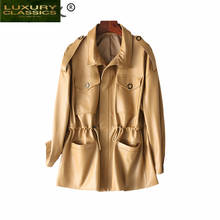 Chaqueta de piel auténtica para Mujer, ropa de invierno 100%, abrigo de piel de oveja Natural coreano, TLR1925, 2021 2024 - compra barato