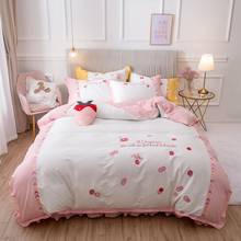 100% cotton Bedding set embroidery Duvet cover Cherry Bed Sheet/Linen Pillowcases 4pcs for girls bed set 2024 - buy cheap